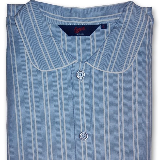 Luxury Brushed Cotton Blue Stripe Closed Front Nightshirt - MS27 - Men ...